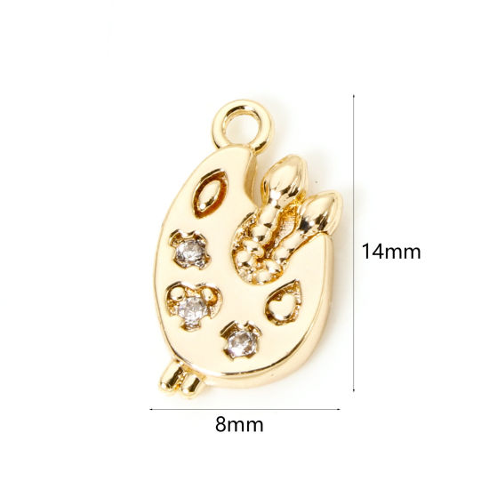 Bild von 2 PCs Eco-friendly Brass Charms 18K Real Gold Plated Palette Clear Cubic Zirconia 14mm x 8mm