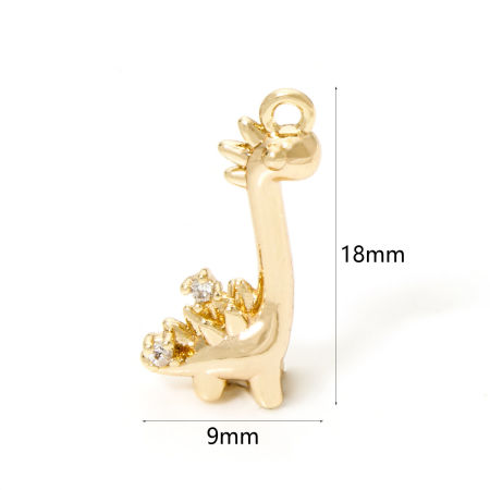 Immagine di 2 Pz Ecologico Ottone Ciondoli Dinosauro Vero Oro Placcato 3D