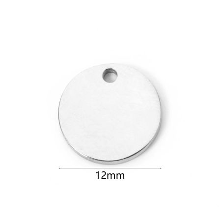 Picture of 3 PCs 304 Stainless Steel Blank Stamping Tags Disc Charms Round Silver Tone Double-sided Polishing 12mm Dia.