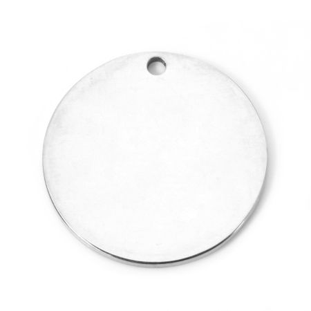Picture of 3 PCs 304 Stainless Steel Blank Stamping Tags Disc Charms Round Silver Tone Double-sided Polishing 24mm Dia.