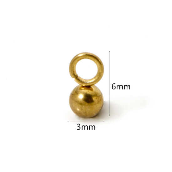 Picture of 20 PCs Eco-friendly PVD Vacuum Plating 304 Stainless Steel Charms 18K Real Gold Plated Ball 3D 6mm x 3mm