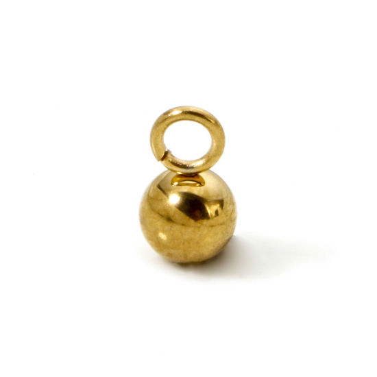 Picture of 20 PCs Eco-friendly PVD Vacuum Plating 304 Stainless Steel Charms 18K Real Gold Plated Ball 3D 7mm x 4mm