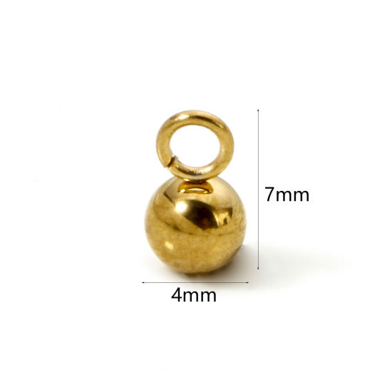 Picture of 20 PCs Eco-friendly PVD Vacuum Plating 304 Stainless Steel Charms 18K Real Gold Plated Ball 3D 7mm x 4mm