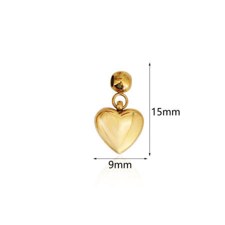 Bild von 1 Stück Umweltfreundliche PVD-Vakuumbeschichtung 304 Edelstahl Slider Perlen Charm Anhänger 18K Vergoldet Herz 15mm x 9mm