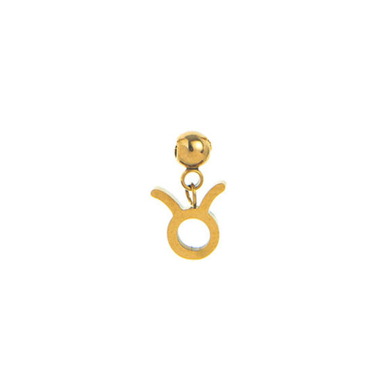 Изображение 1 Piece Eco-friendly PVD Vacuum Plating 304 Stainless Steel Charms 18K Gold Plated Taurus Sign Of Zodiac Constellations Swipeable 13mm x 8mm