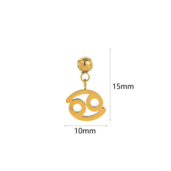 Изображение 1 Piece Eco-friendly PVD Vacuum Plating 304 Stainless Steel Charms 18K Gold Plated Cancer Sign Of Zodiac Constellations Swipeable 15mm x 10mm