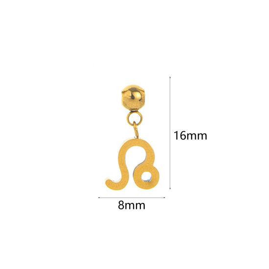 Изображение 1 Piece Eco-friendly PVD Vacuum Plating 304 Stainless Steel Charms 18K Gold Plated Leo Sign Of Zodiac Constellations Swipeable 16mm x 8mm