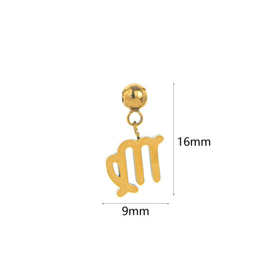 Изображение 1 Piece Eco-friendly PVD Vacuum Plating 304 Stainless Steel Charms 18K Gold Plated Virgo Sign Of Zodiac Constellations Swipeable 16mm x 9mm