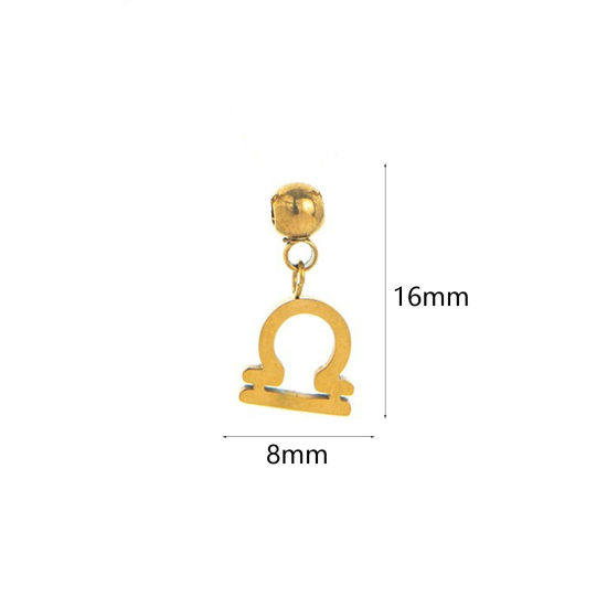 Изображение 1 Piece Eco-friendly PVD Vacuum Plating 304 Stainless Steel Charms 18K Gold Plated Libra Sign Of Zodiac Constellations Swipeable 16mm x 8mm