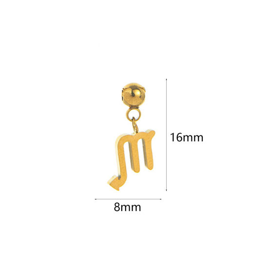 Изображение 1 Piece Eco-friendly PVD Vacuum Plating 304 Stainless Steel Charms 18K Gold Plated Scorpio Sign Of Zodiac Constellations Swipeable 16mm x 8mm