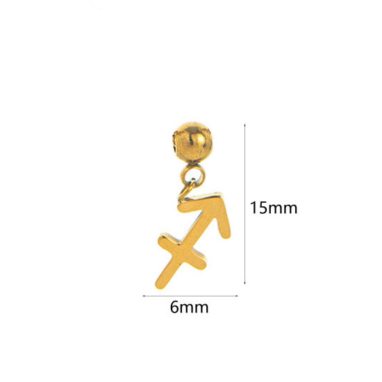 Изображение 1 Piece Eco-friendly PVD Vacuum Plating 304 Stainless Steel Charms 18K Gold Plated Sagittarius Sign Of Zodiac Constellations Swipeable 15mm x 6mm