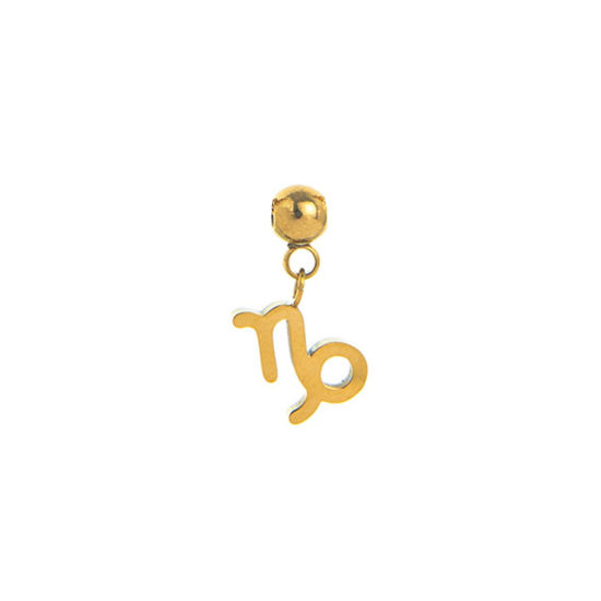 Изображение 1 Piece Eco-friendly PVD Vacuum Plating 304 Stainless Steel Charms 18K Gold Plated Capricornus Sign Of Zodiac Constellations Swipeable 15mm x 8mm