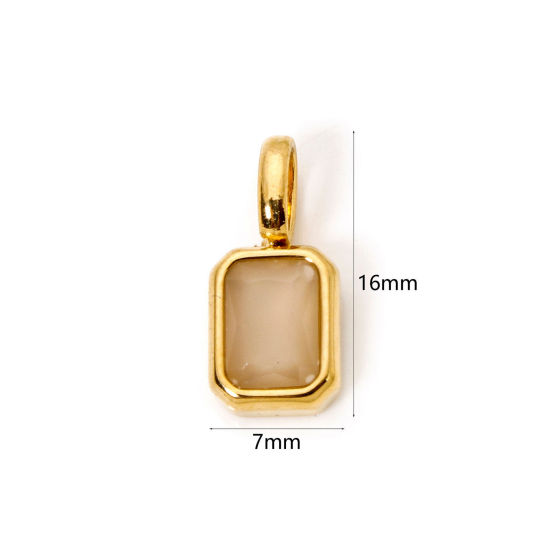 Picture of 1 Piece Eco-friendly PVD Vacuum Plating 304 Stainless Steel Birthstone Charms 18K Gold Plated Octagon October 16mm x 7mm