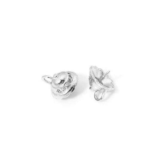 Image de 2 Pcs Bélière pour Perle en Laiton Respectueux de la Nature Plaqué Platine Véritable Couvercle de Théière 10mm x 9mm, Épaisseur d'Aiguille: 0.9mm