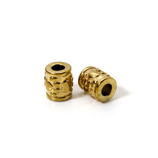 Immagine di 5 Pz Placcatura Sottovuoto Ecologica 304 Acciaio Inossidabile Perline per la Creazione di Gioielli con Fai-da-te 18K Vero Oro Placcato Barile Orma di Zampa 10mm x 9mm, Buco: Circa 3.8mm