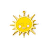 Picture of 5 PCs Zinc Based Alloy Galaxy Pendants Matt Gold Yellow Sun Sun Face Enamel 3.8cm x 3.8cm