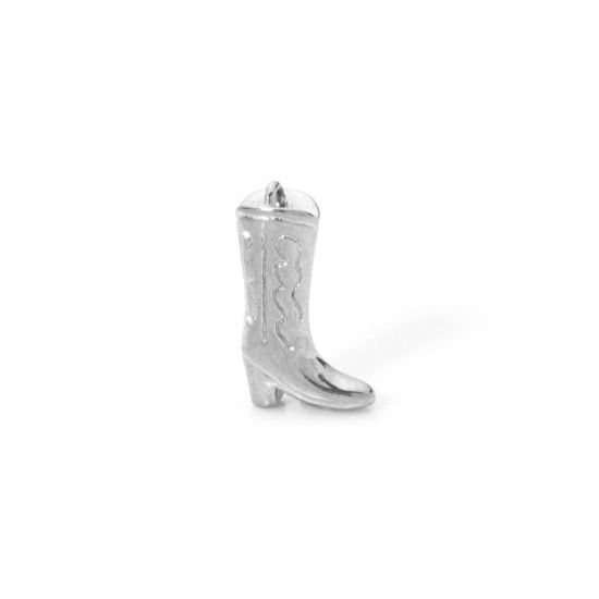 Image de 1 Pièce Breloques en 304 Acier Inoxydable Cowboy de l'Ouest Boots Argent Mat 3D 14mm x 8mm