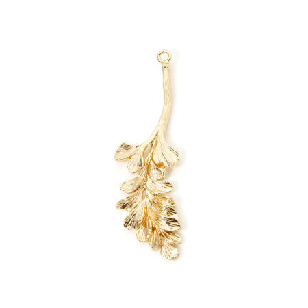 Imagen de 2 Unidades Respetuoso del Medio Ambiente Latón Colgantes Hoja 18K Oro Real Chapado 4.3cm x 1.4cm