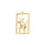 Picture of 1 Piece Eco-friendly Brass Charms 18K Real Gold Plated Green Rectangle Flower Hollow 28mm x 15mm