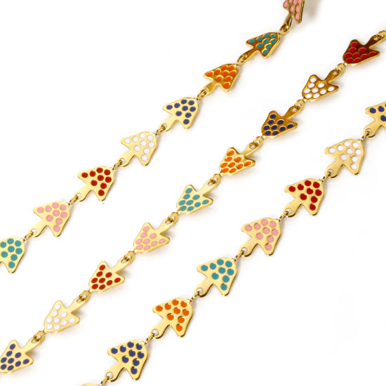 Imagen de 1 M Hipoalergénico 201 Acero Inoxidable Colección Flora Cadena de Eslabones Hechos a Mano Para Accesorios Hechos a Mano para Hacer Joyas Seta Chapado en Oro Multicolor Esmalte 8mm