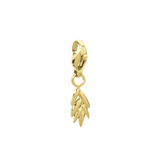 Picture of 1 Piece Eco-friendly PVD Vacuum Plating 304 Stainless Steel Flora Collection Clip On Charms For Vintage Charm Bracelets 14K Real Gold Plated Ear Of Wheat With Lobster Claw Clasp 23mm x 6mm