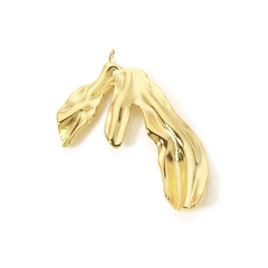 Imagen de 1 Unidad Recubrimiento al Vacío PVD Ecológico 304 Acero Inoxidable Colección Flora Colgantes Hoja 18K Oro Real Chapado 4.5cm x 4cm