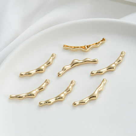 Picture of Eco-friendly Brass Real Gold Plated Curved Tube 3cm x 0.8cm