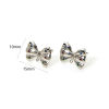 Imagen de 2 Unidades Respetuoso del Medio Ambiente Latón Pendientes de Poste de Oreja Platino Real Chapado Bowknot Con Lazo Multicolor Circón Artificial 15mm x 10mm