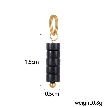 Imagen de 1 Unidad Recubrimiento al Vacío PVD Ecológico 304 Acero Inoxidable & Gema Colgantes Cilíndrico Chapado en Oro de 14K Negro 22cm x 4cm