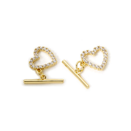 Picture of Brass Toggle Clasps Round Heart Multicolor