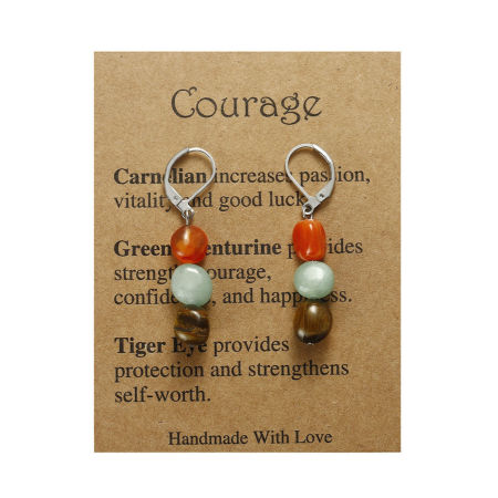 Picture of Dainty Pastoral Style Silver Tone 304 Stainless Steel & Gemstone Irregular Beaded Lever Back Clips Earrings For Women 4.5cm x 0.7cm