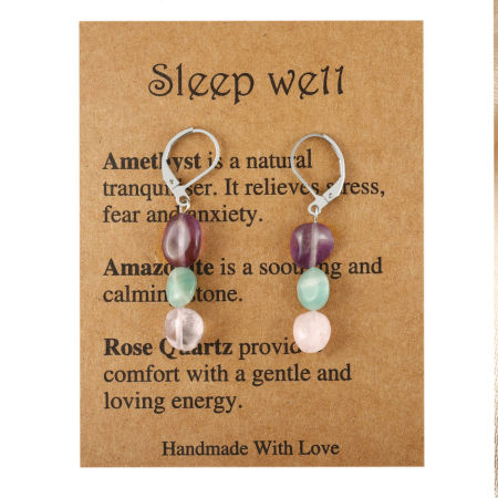 Picture of Dainty Pastoral Style Silver Tone 304 Stainless Steel & Gemstone Irregular Beaded Lever Back Clips Earrings For Women 4.5cm x 0.7cm