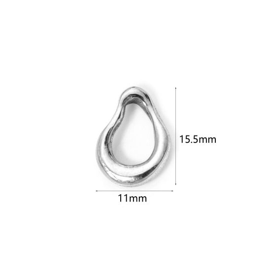 Image de 2 Pcs Breloques en 304 Acier Inoxydable Revêtement sous Vide PVD Respectueux de l'Environnement Goutte d'Eau Argent Mat 15.5mm x 11mm