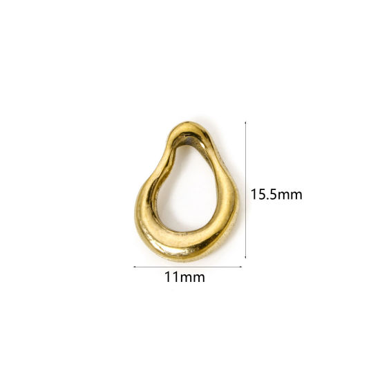 Image de 2 Pcs Breloques en 304 Acier Inoxydable Revêtement sous Vide PVD Respectueux de l'Environnement Goutte d'Eau Plaqué Or Véritable 18K 15.5mm x 11mm