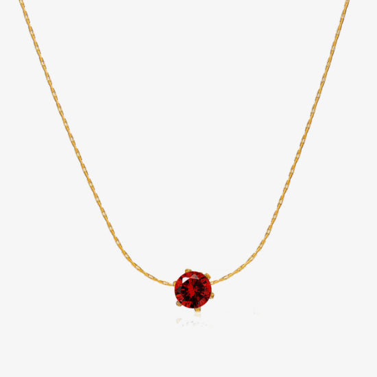 Imagen de 1 Unidad Enchapado al Vacío Ecológico Sencillo & Casual piedra del zodíaco Chapado en Oro de 18K Color de Vino Tinto 304 Acero Inoxidable y Diamantes de Imitación Cadena Engastada Ronda Enero Collares Para Mujeres 41.5cm longitud