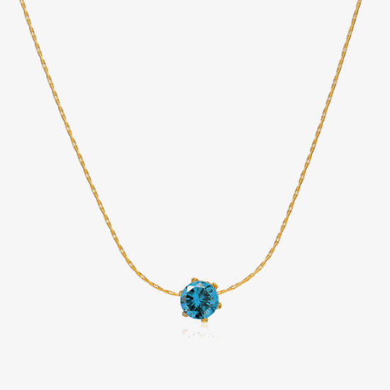 Imagen de 1 Unidad Enchapado al Vacío Ecológico Sencillo & Casual piedra del zodíaco Chapado en Oro de 18K Verdemar 304 Acero Inoxidable y Diamantes de Imitación Cadena Engastada Ronda Marzo Collares Para Mujeres 41.5cm longitud