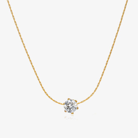 Imagen de 1 Unidad Enchapado al Vacío Ecológico Sencillo & Casual piedra del zodíaco Chapado en Oro de 18K Transparente 304 Acero Inoxidable y Diamantes de Imitación Cadena Engastada Ronda Abril Collares Para Mujeres 41.5cm longitud