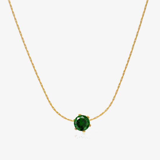 Imagen de 1 Unidad Enchapado al Vacío Ecológico Sencillo & Casual piedra del zodíaco Chapado en Oro de 18K Esmeralda 304 Acero Inoxidable y Diamantes de Imitación Cadena Engastada Ronda Mayo Collares Para Mujeres 41.5cm longitud
