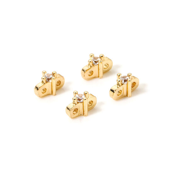 Imagen de 5 Unidades Respetuoso del Medio Ambiente Latón Perlas Espaciadoras para Hacer Pulseras DIY Hallazgos para Hacer Joyas Dos Agujeros 14K Oro Real Chapado Estrella 7mm x 3.5mm, Agujero: Aprox 0.8mm