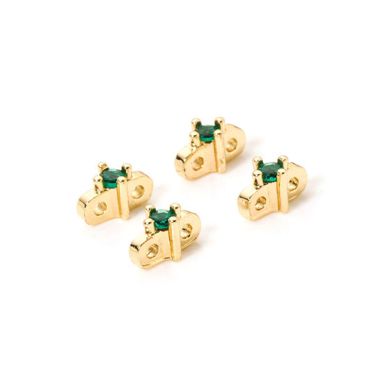 Imagen de 5 Unidades Respetuoso del Medio Ambiente Latón Perlas Espaciadoras para Hacer Pulseras DIY Hallazgos para Hacer Joyas Dos Agujeros 14K Oro Real Chapado Estrella 7mm x 3.5mm, Agujero: Aprox 0.8mm