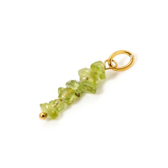 Immagine di 2 Pz Placcatura Sottovuoto PVD Ecologica Olivina Ciondoli Pendenti Irregolare 18K Vero Oro Placcato Chartreuse 3.1cm x 0.8cm