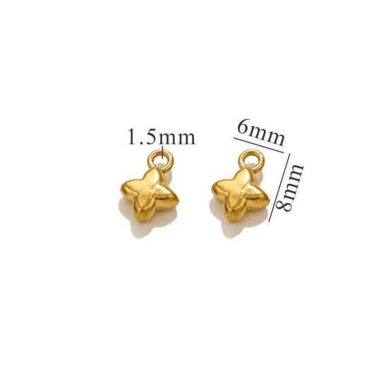 Picture of 5 PCs Eco-friendly PVD Vacuum Plating 304 Stainless Steel Mini Charms 18K Gold Plated Cross 3D 8mm x 6mm