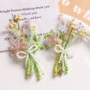 Picture of 1 Piece Iron Based Alloy & Glass Crochet Knitted Weaving Pendants Multicolor Flower 8.4cm x 4.9cm