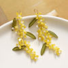 Picture of 1 Piece Iron Based Alloy & Glass Crochet Knitted Weaving Pendants Green & Yellow Flower 7.5cm x 1.8cm