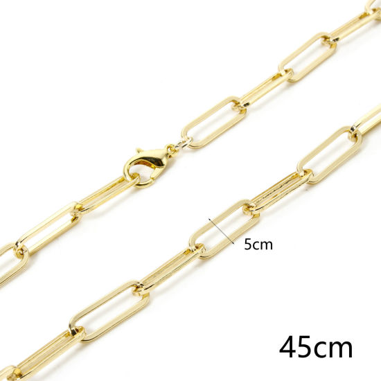 Picture of 1 Piece Eco-friendly Brass Paperclip Link Chain Necklace 18K Real Gold Plated 47cm(18.5") long