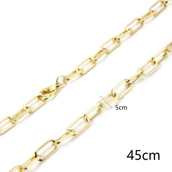 Picture of 1 Piece Eco-friendly Brass Paperclip Link Chain Necklace 18K Real Gold Plated 46.5cm(18 2/8") long