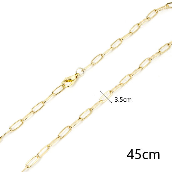 Picture of 1 Piece Eco-friendly Brass Paperclip Link Chain Necklace 18K Real Gold Plated 46.5cm(18 2/8") long