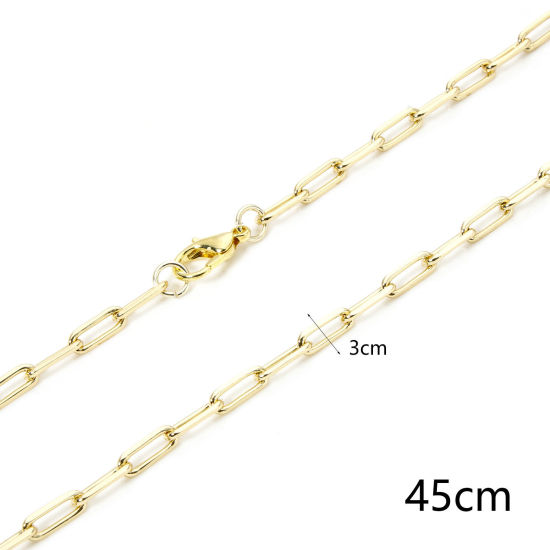 Picture of 1 Piece Eco-friendly Brass Paperclip Link Chain Necklace 18K Real Gold Plated 46.5cm(18 2/8") long