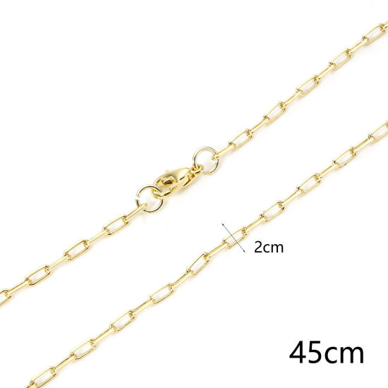 Picture of 1 Piece Eco-friendly Brass Paperclip Link Chain Necklace 18K Real Gold Plated 46.5cm(18 2/8") long