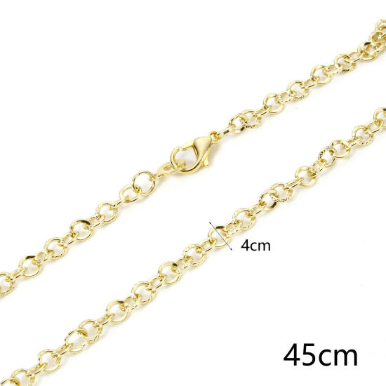 Picture of 1 Piece Eco-friendly Brass Paperclip Link Chain Necklace 18K Real Gold Plated 47cm(18.5") long